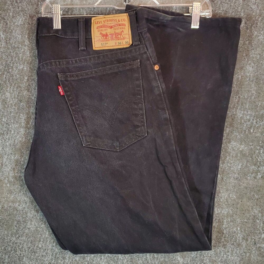 VTG Levi's 517 Bootcut Men's 36x30 Black Denim Cowboy Y2K Mexico Jeans